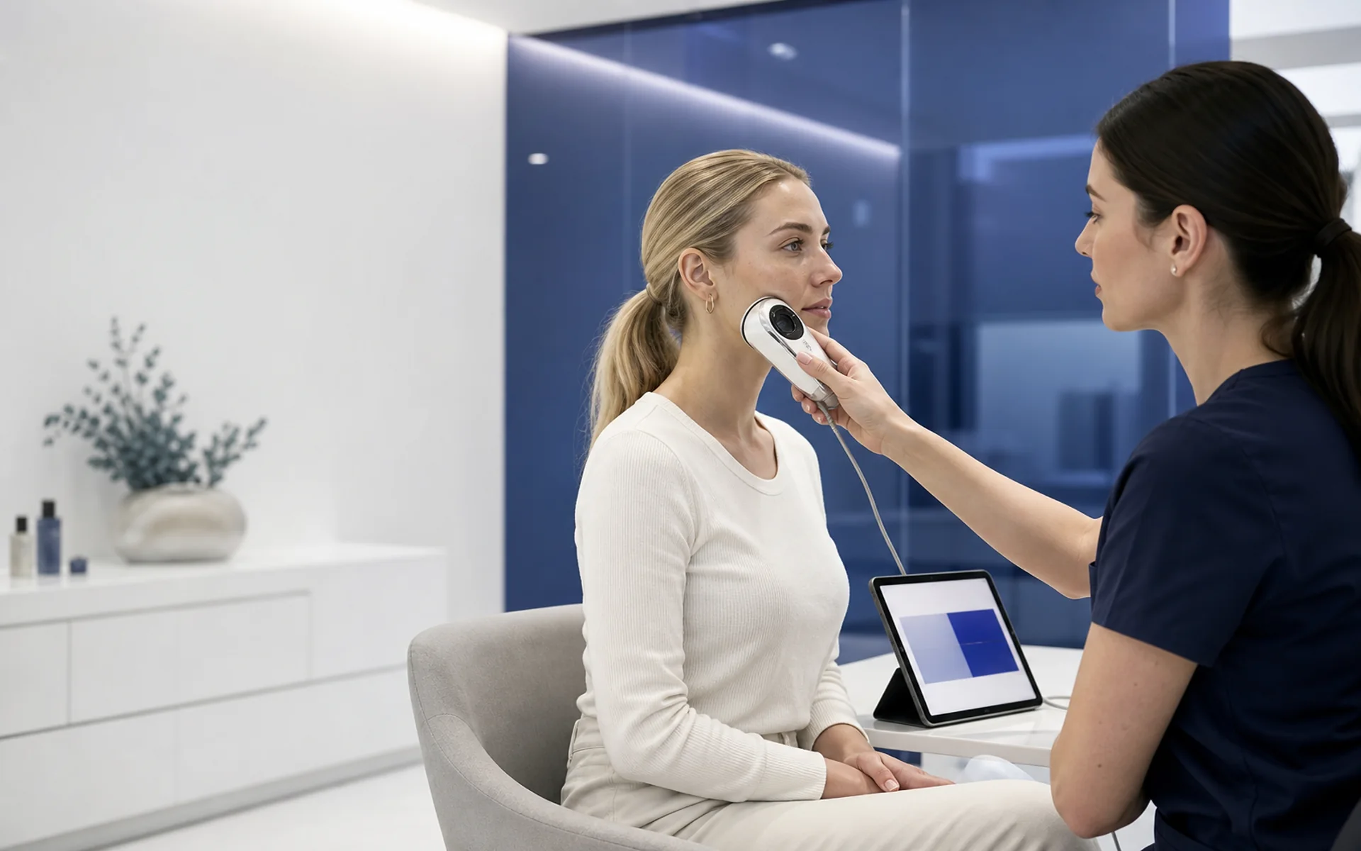 Skin reading before a first facial