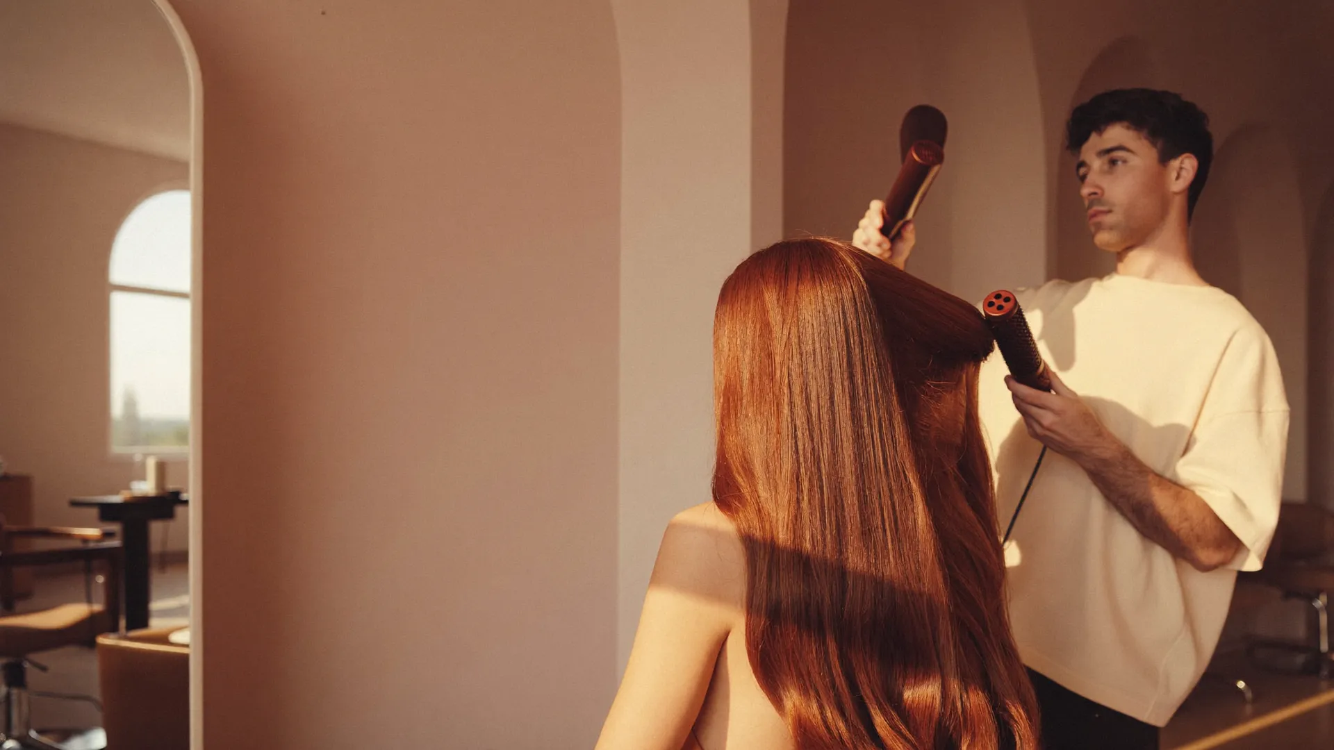Styling in warm golden-hour light