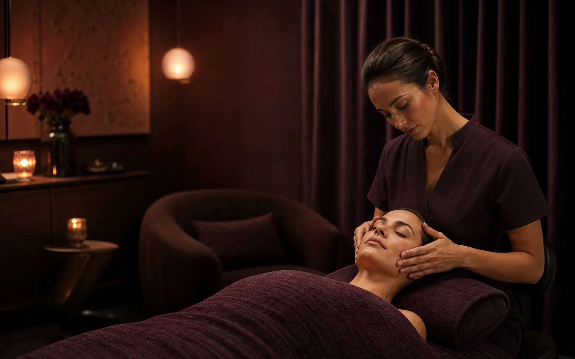 The candlelit massage room